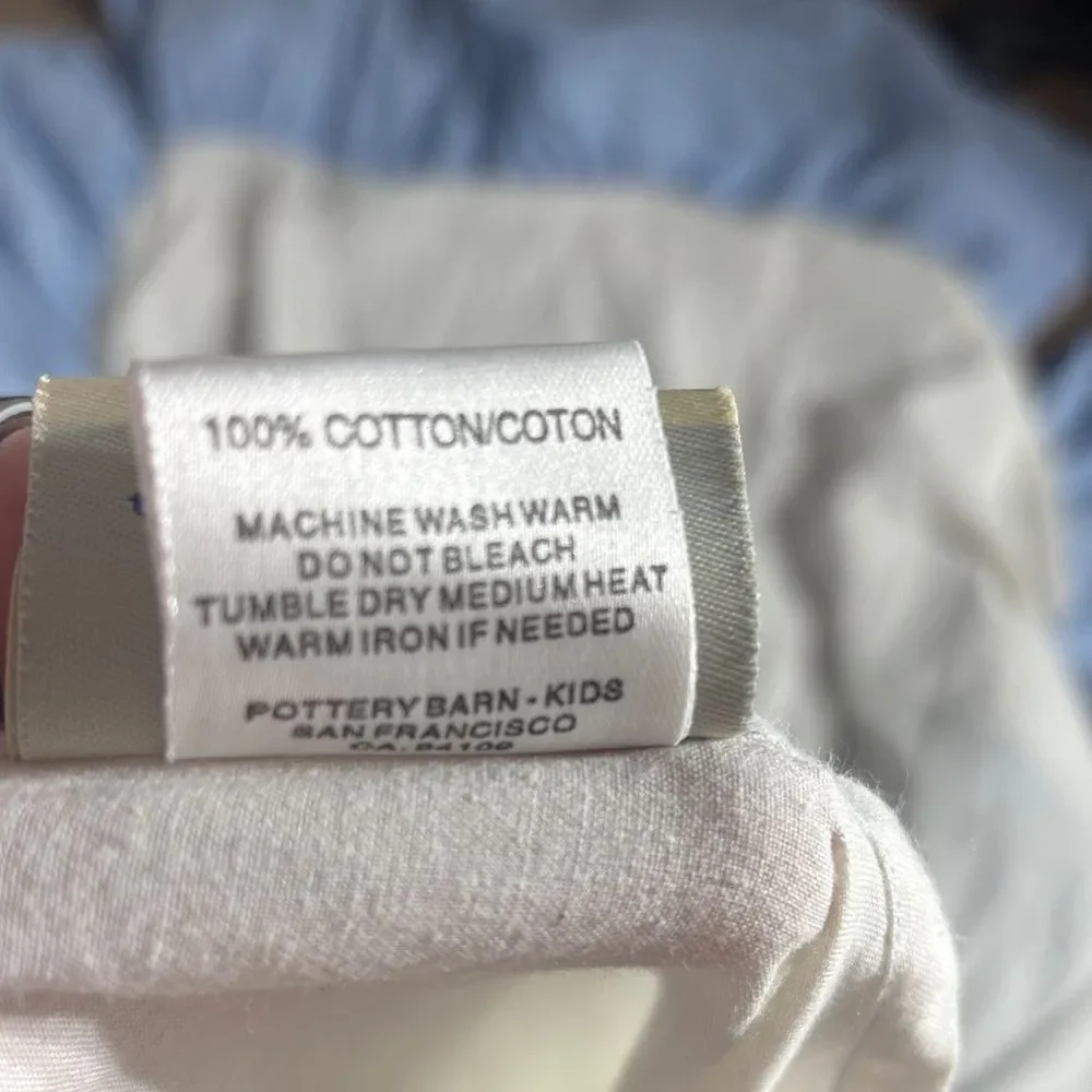 Pottery barn 100% cotton twin bed skirt Blue